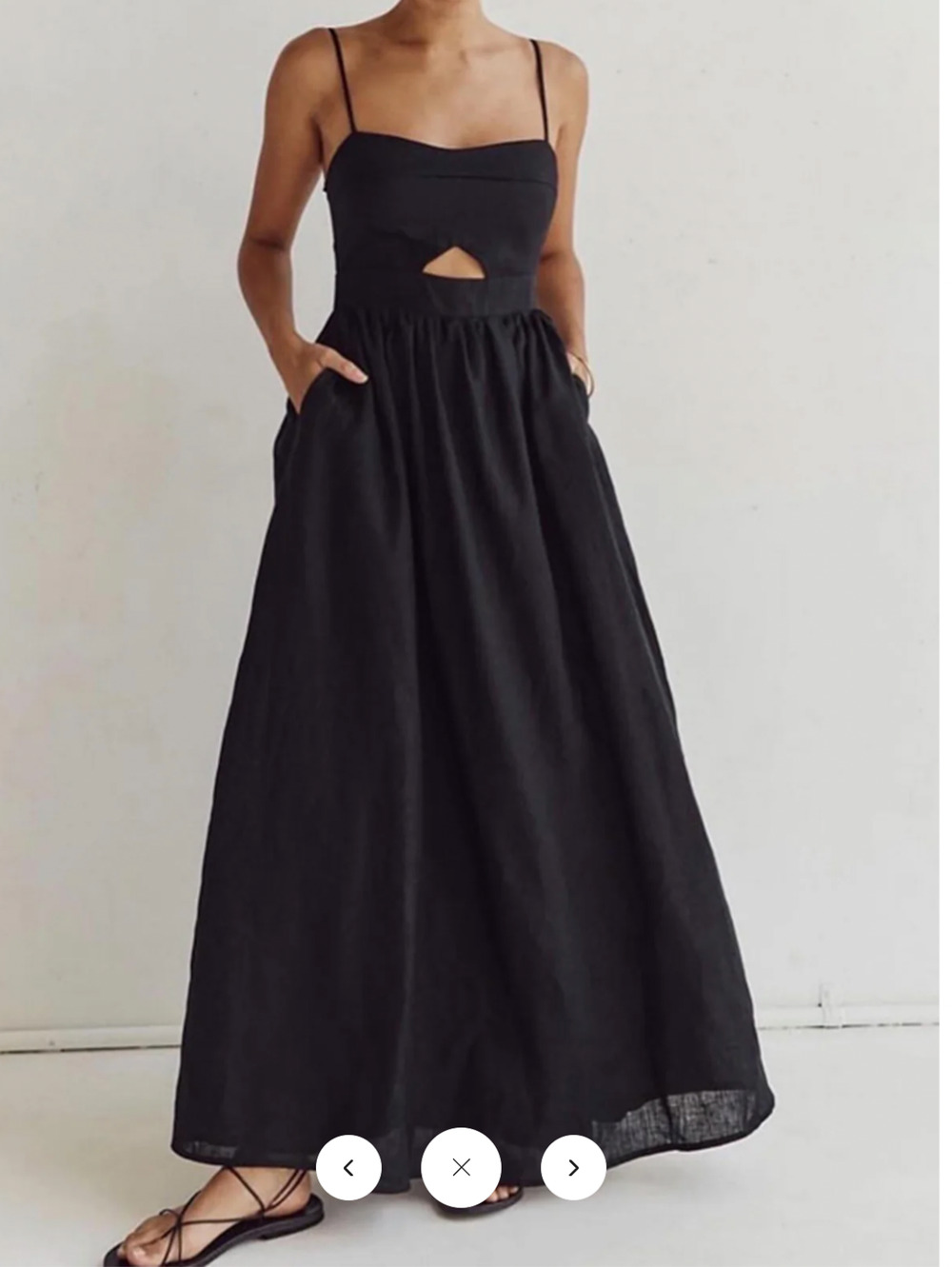 NWT Commense Cotton Sleeveless Pockets Cutout Long Dress Sz M